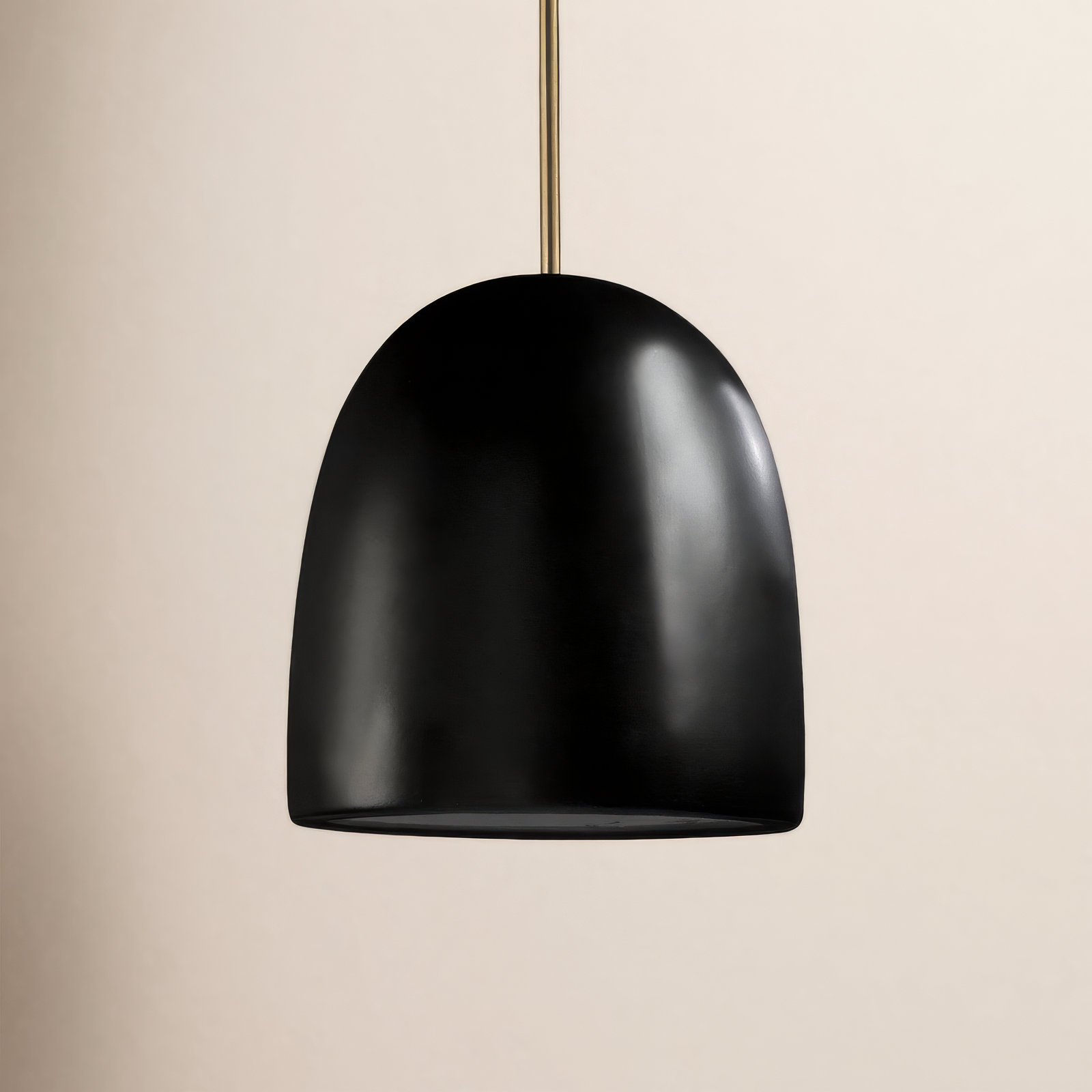 Morada Single Light Ceramic Dimmable Pendant, Antique Brass, Carbon Matte Black