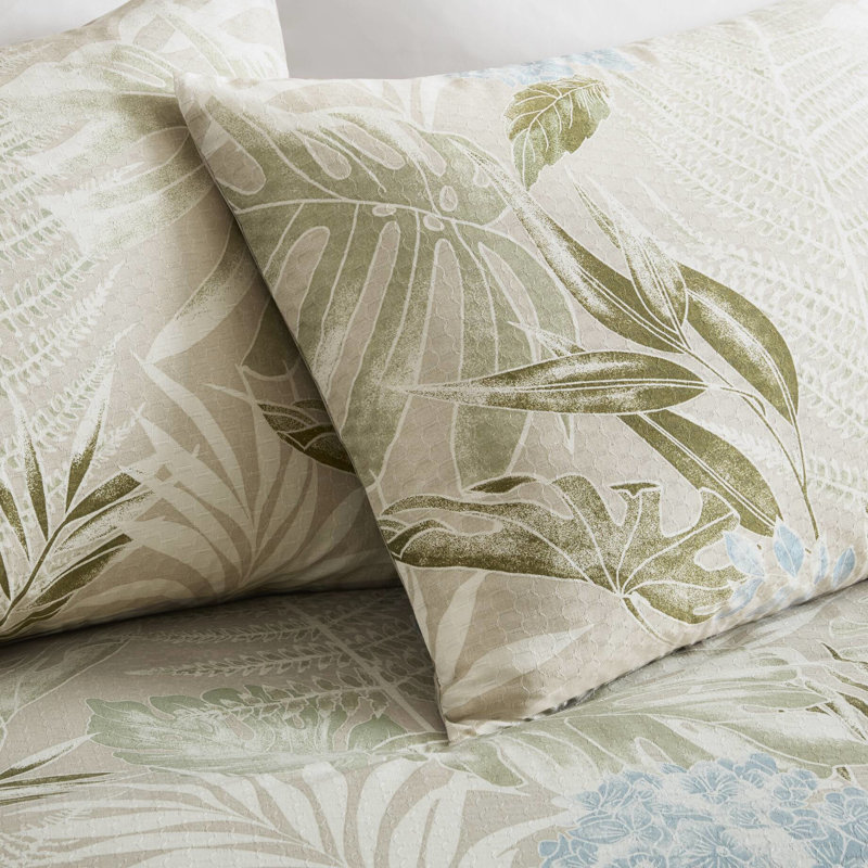 Édredon en coton 6 pièces pour grand lit, rembourré, motif tropical avec des teintes
