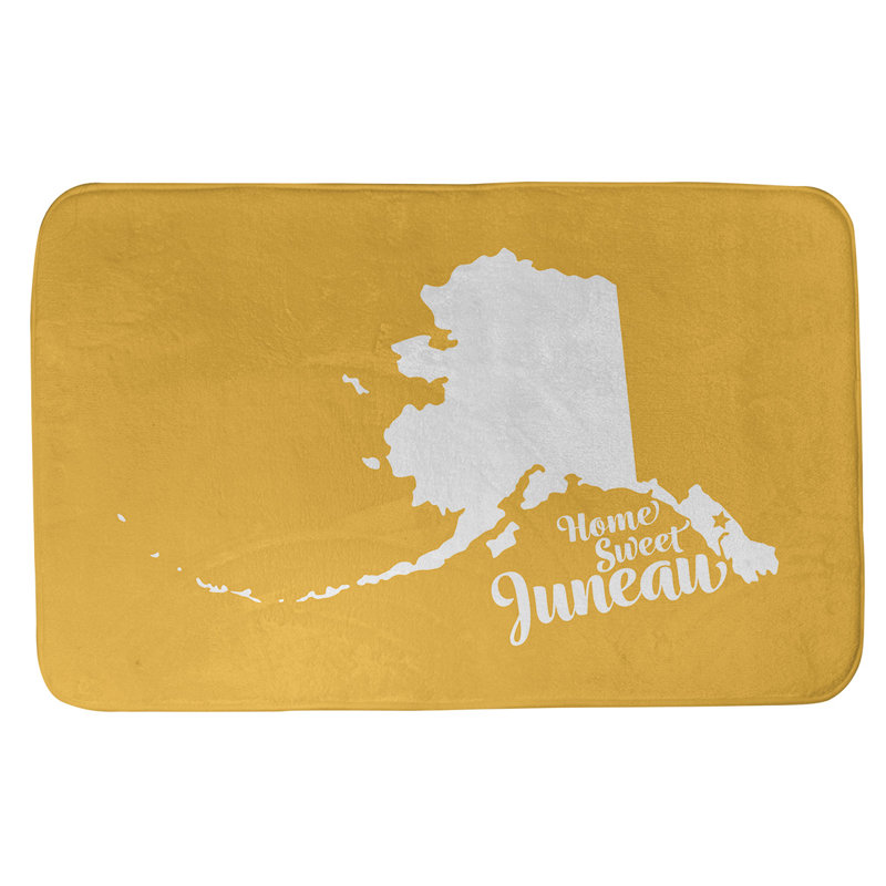 Tapis de bain antidérapant Colors, L 21 po x L 34 po, Orange, Home sweet Juneau