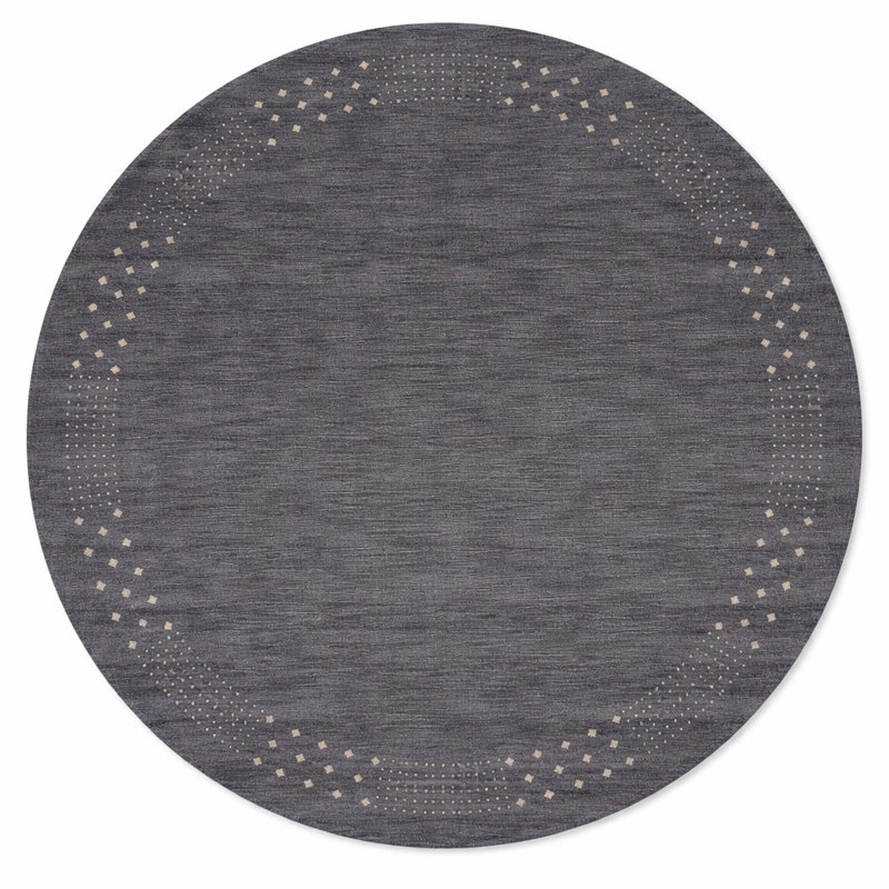 Hand Knotted Loom Wool Eco-Friendly Area Rugs  - Round | Charcoal | Contemporary Design, High Pile Thick Handmade Anti Skid Area Rugs for Living Room, Bed Room