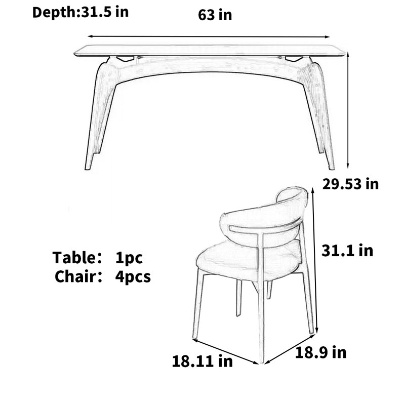 Table rectangulaire nordique de style crème nordique, 5
