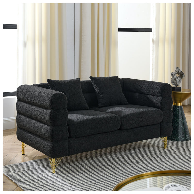 Canapé modulaire 60 po avec pattes en métal noir Streamline, Noir