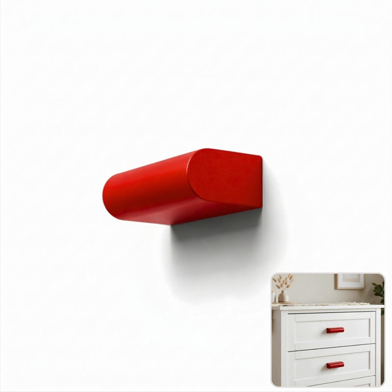 2" Length Geometric Knob, Rose (Red)