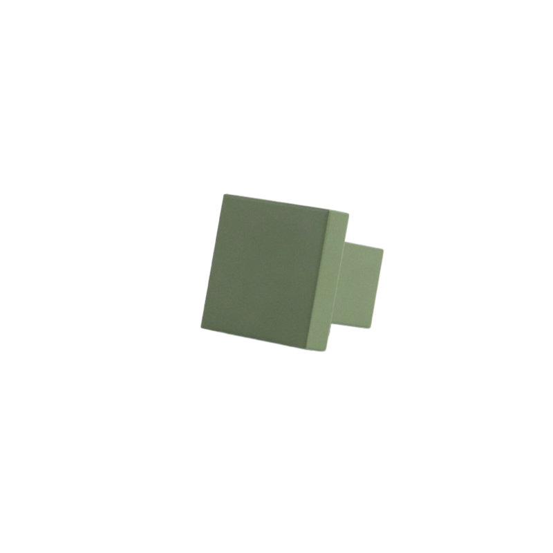 ROUS Hardware Art Deco Square Knob, Olive (Green)