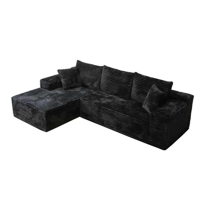 Canapé modulaire en L 96 po en L en velours côtelé faisant face à gauche, canapé sans accoudoirs pour le salon, aucun assemblage requis