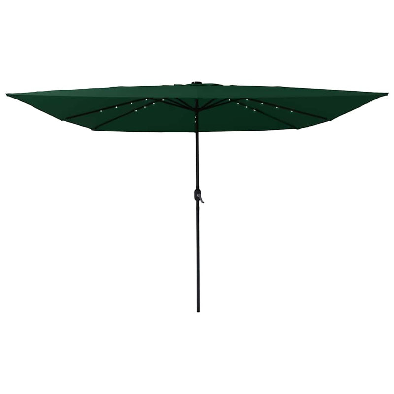 Garden Parasol with LED Strip Lights Polyester and Steel Sun Shade, Green