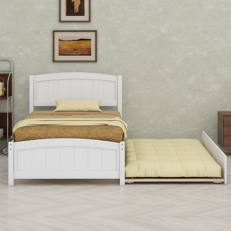 Platform Bed With Trundle, White