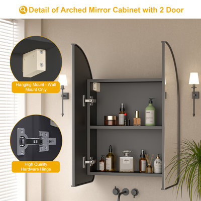 Garold 23.8'' W 27.6'' H Frameless Medicine Cabinet Mirror 2 Fixed