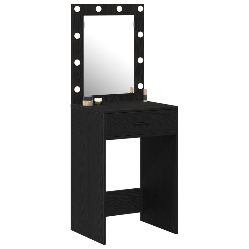 MDF, 50 X 41 X 135 Cm Mirror Vanity Table, Black Oak