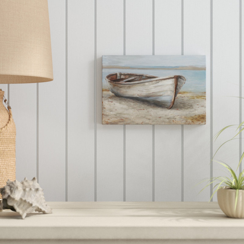 Whitewashed Boat I by Ethan Harper - Painting, 20cm H x 30cm W, Wrapped Canvas