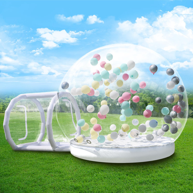 8.25FT Bubble Balloon House Bubble Tent for Party Balloons Decorations（Clear）, 10.5FT-Clear/with  Trampoline