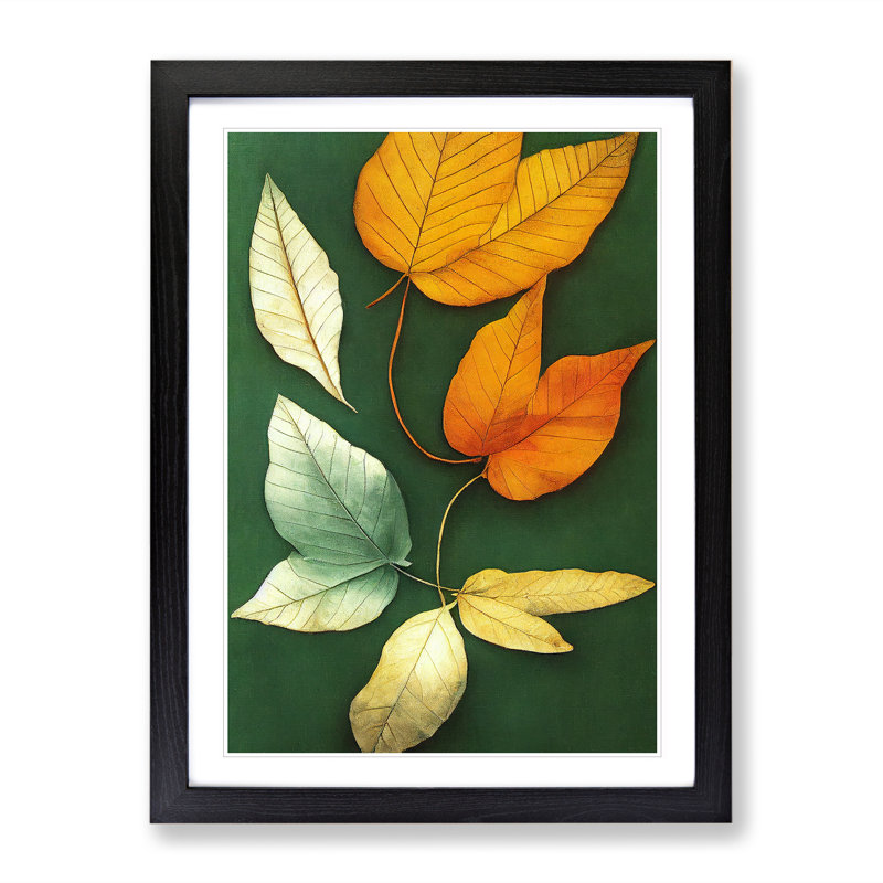 Creative Leaves - Single Picture Frame Painting, Black Framed, 64cm H x 46cm W x 2cm D