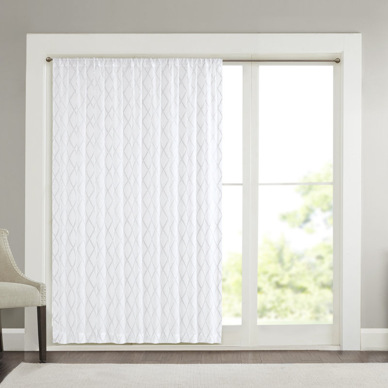 Panneau de rideau simple diaphane Irina Nirod, Blanc / gris, L 50 po x L 95 po