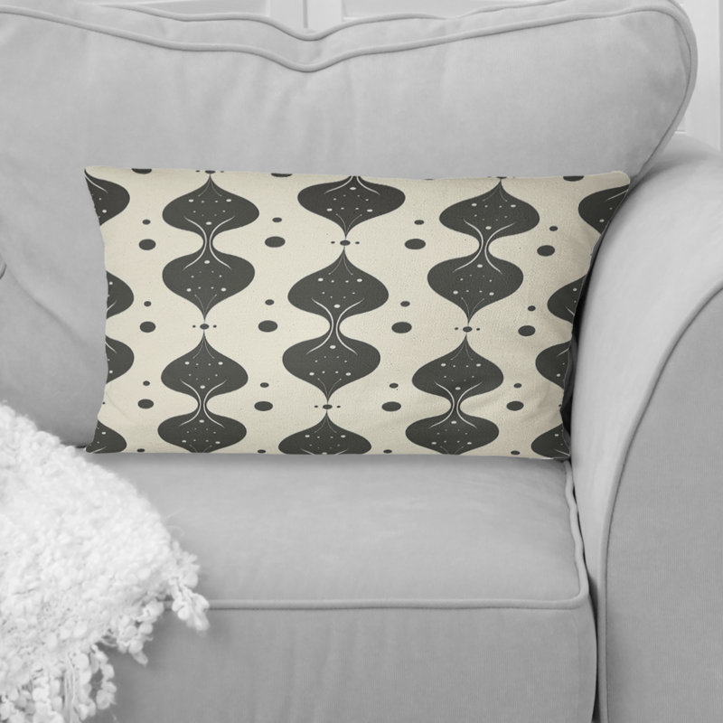 Coussin lombaire Mid-Century noir et beige