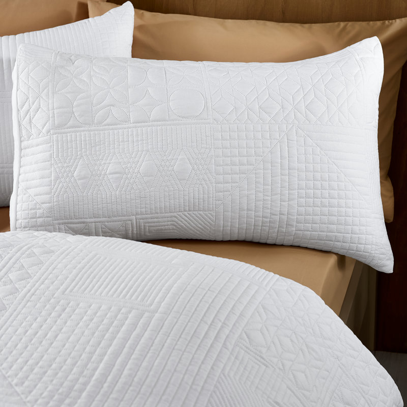 Folkstone Geo Duvet Cover Set, Super King Duvet Cover + 2 Standard Pillowcases, White