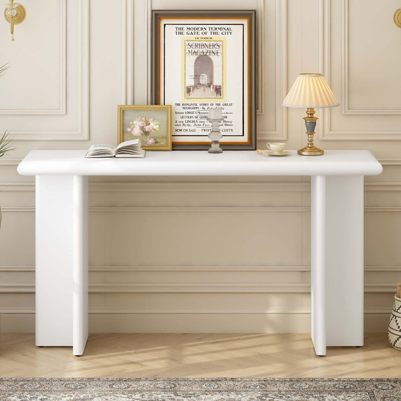 Table d'entrée moderne avec pieds en L, Blanc