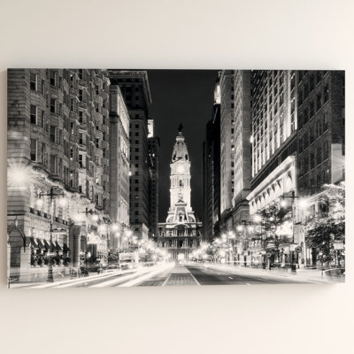 Wrapped Canvas Wall Art - Philippe Hugonnard 'City Hall Philadelphia' Wall Art for Living Room, Bedroom, or Office Décor - 30x47