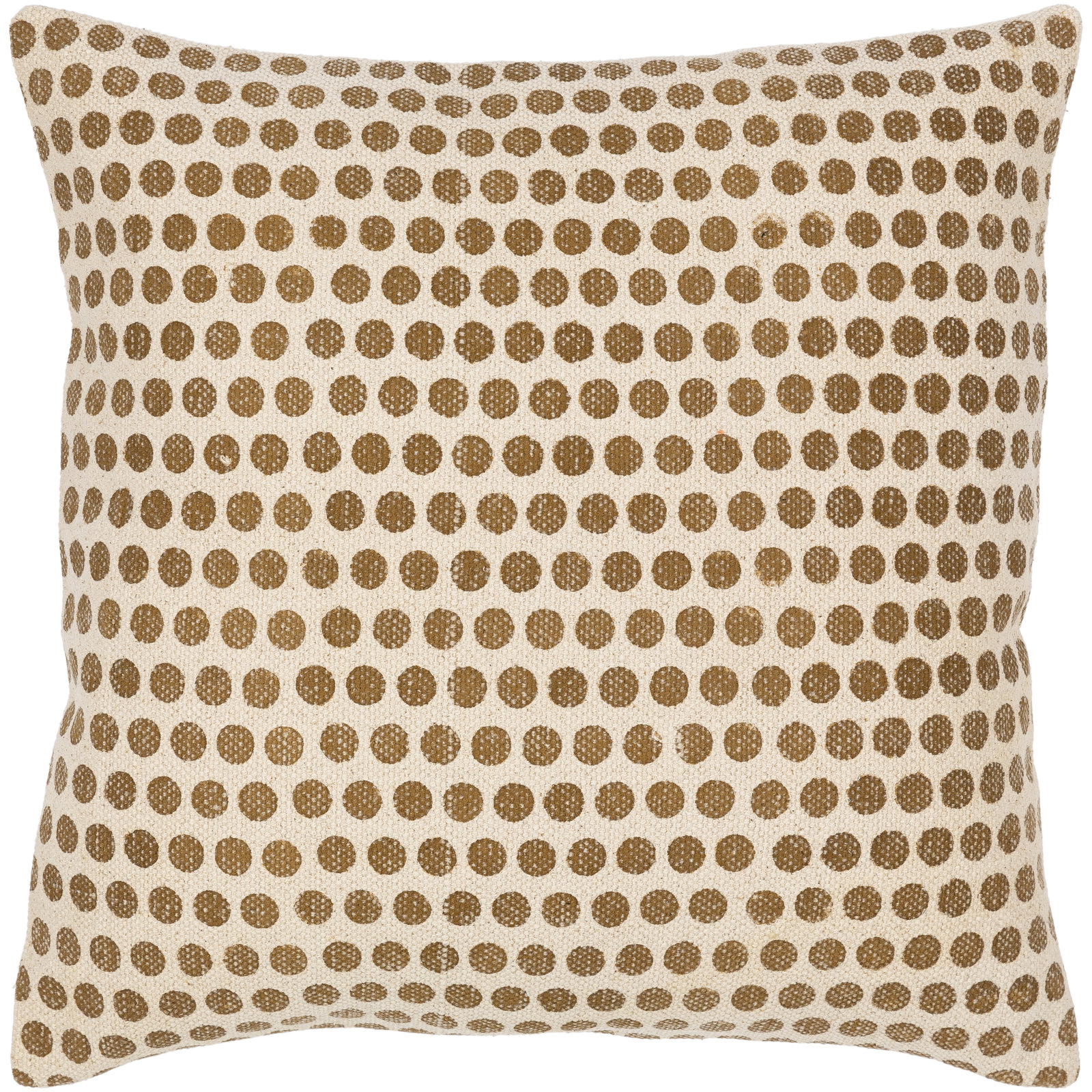 Zetta Polka Dots Cotton Throw Pillow, Light Beige/Tan, Pillow Cover Only - No Insert, Square 22"