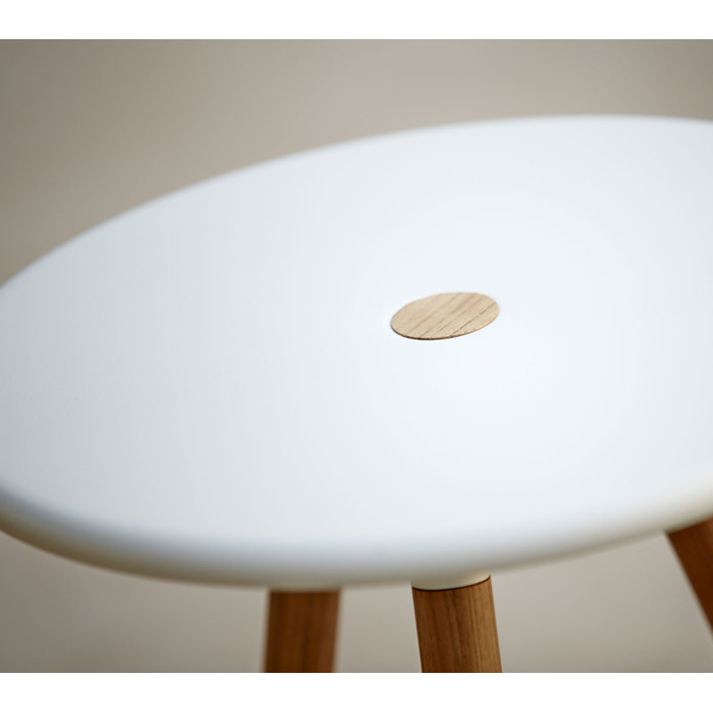 Area Outdoor Round Teak Side Table, White