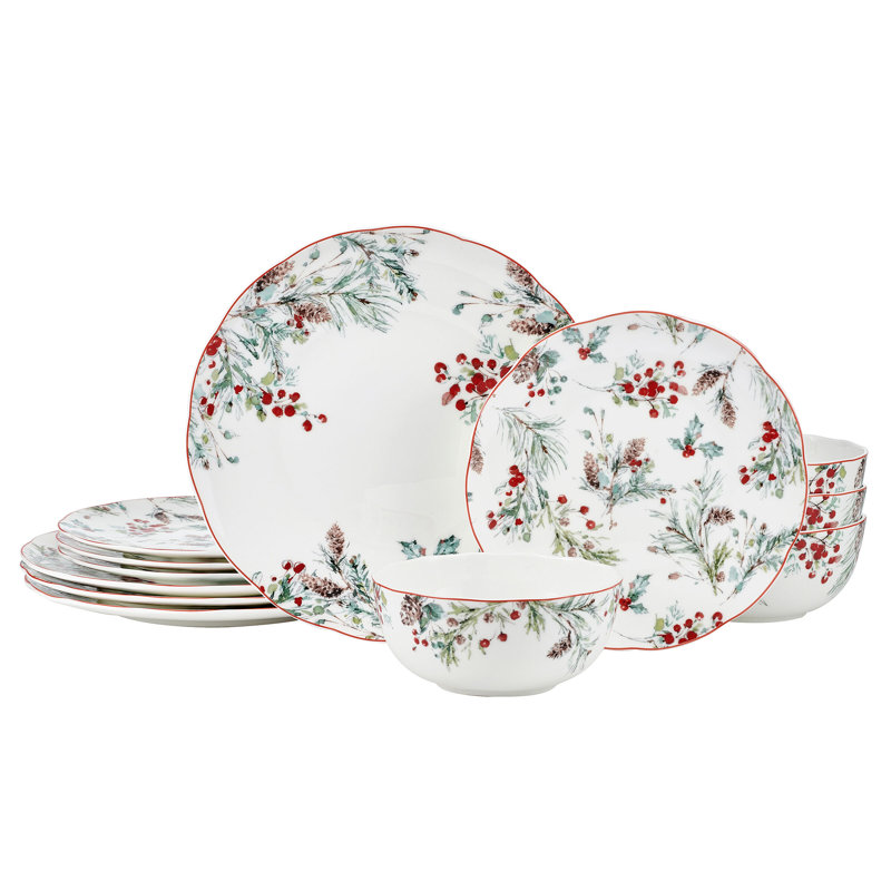 Mikasa Pine and Berry 12 Piece Dinnerware Set, Service for 4