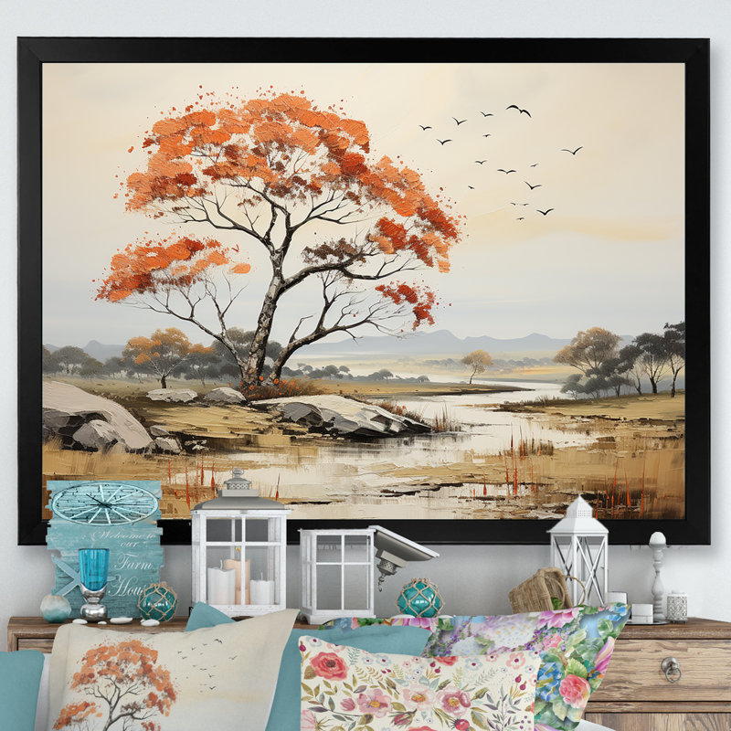 «Earthy Tones Majestic Baobab Tree», reproduction sur toile, Cadre photo noir simple, H 24 po x l 32 po x P 1 po