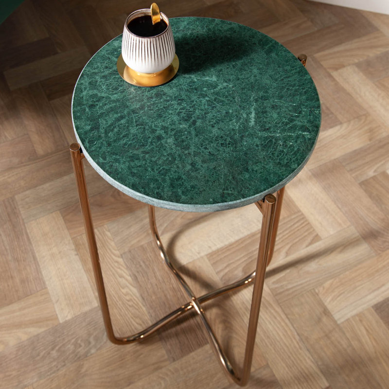 Dumas End Table, Green Marble, Gold