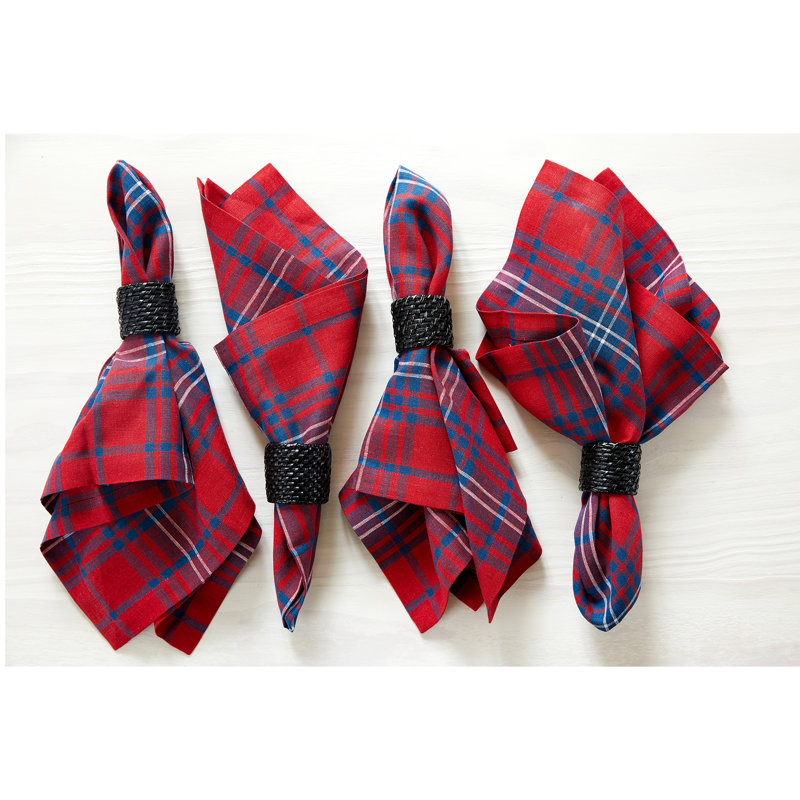 Red Tartan Plaid - 100% Pure Linen Dinner Napkins