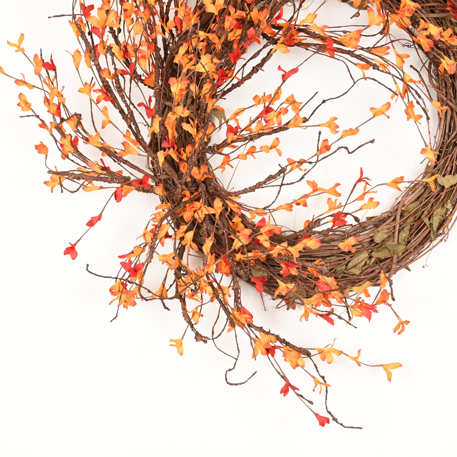 26" Spring Grapevine Wreath for Front Door, Orange