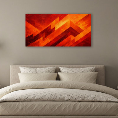 Canvas Wall Art Fire Flame Abstract Lava Triangle Rhombus Diamond Circle Wall Decor for Living Room Bathroom Bedroom Office 20"H x 40"W Art Paintings, Ready to Hang