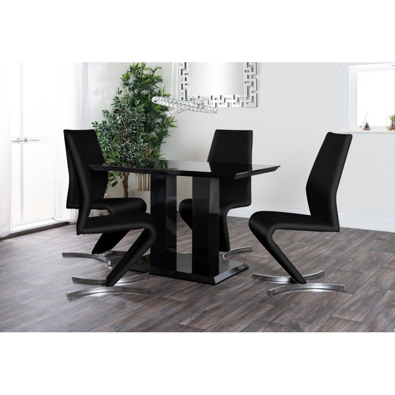 Eubanks Dining Set with 6 Chairs, Black, 29.53" H x 47.24" L x 27.56" W, 5 Pieces: Table, 4 Chairs