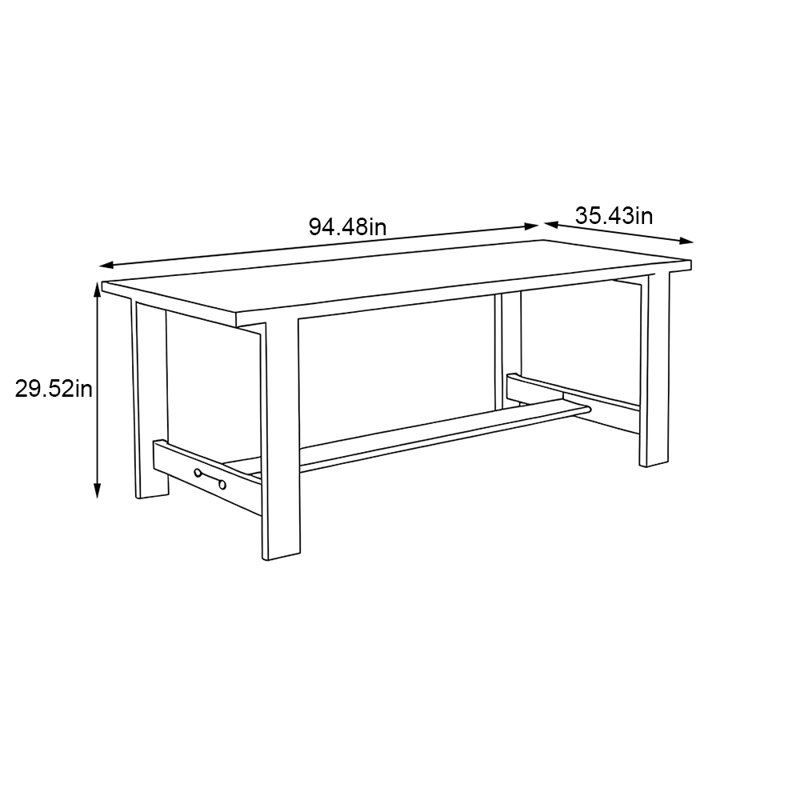 Modern thick board black walnut table, 29.52"H x 94.48"L x 35.43"W