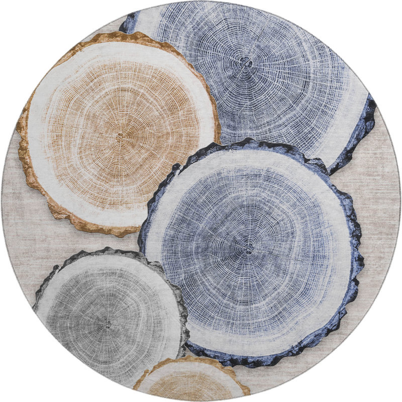 Premium Machine Washable Cerrito AMF575 Beige Rug, Round 8'