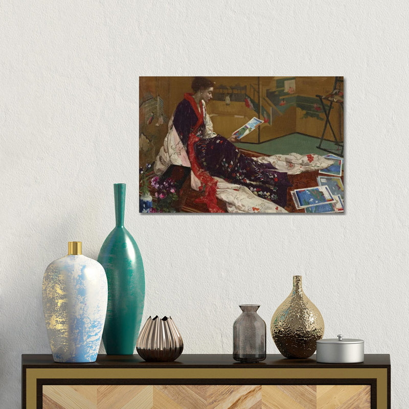 Caprice en mauve et or, l'écran doré, reproduction d'art sur toile tendue, 12 po x 18 po, Toile tendue avec châssis