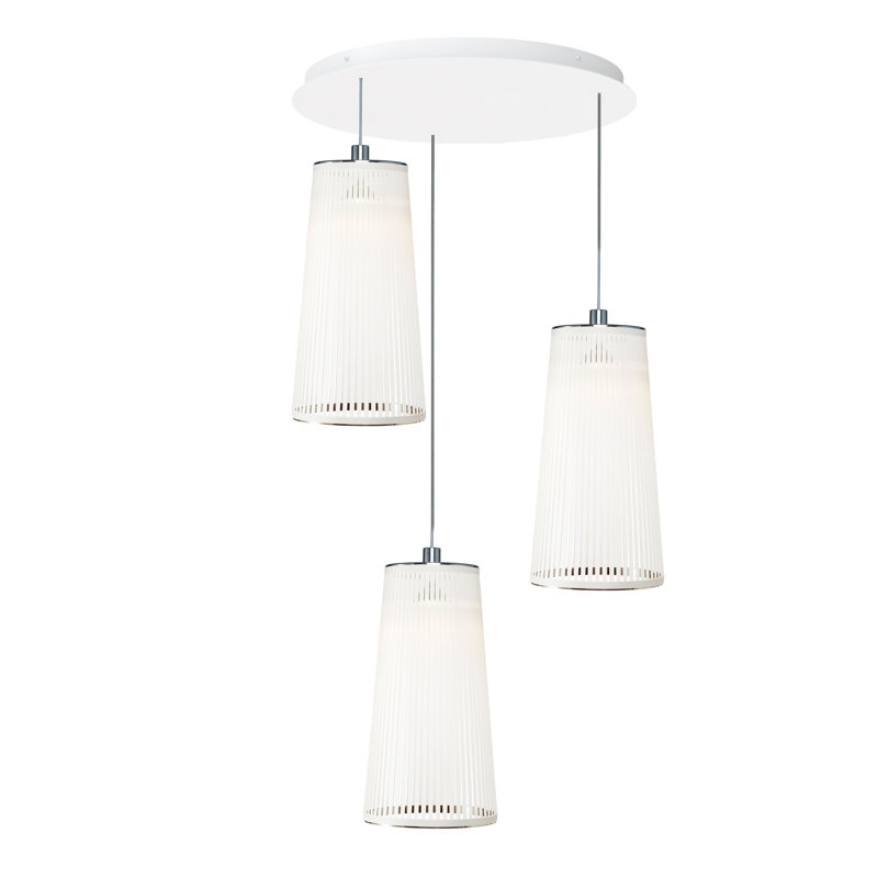 Solis 3 Pendant Chandelier, White, 52" H x 30" W x 30" D
