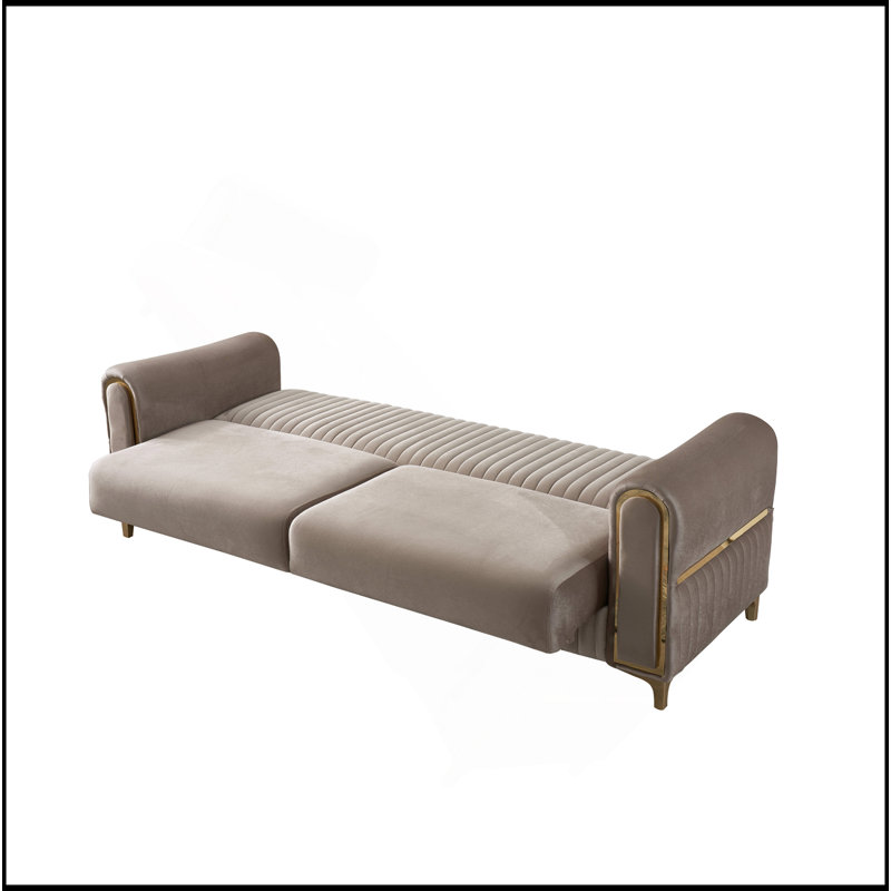 Canapé-lit en velours taupe Melody
