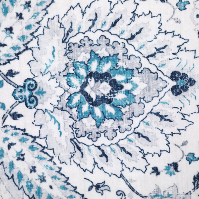 Floral Machine Washable Rug with Rubber Backing for Living Room Vintage Non-Slip Dining Room Rug Easy-Cleaning Floor Carpet for Bedroom