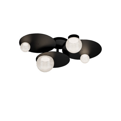 Out Of This World 27" Dimmable LED Semi-Flush Mount Ceiling Light With Cloudy Cloudy Seedy Glass Shades, 3000K Color Temperature