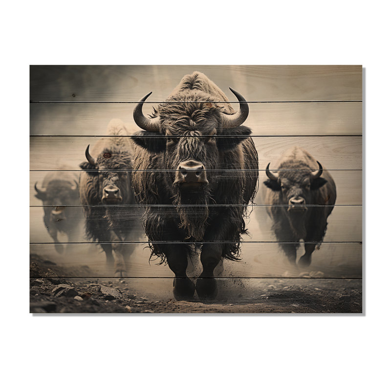 Kealani Gray Buffalo Gentle Guardians I sur impression sur bois, H 10 po x l 20 po x P 0,78 po