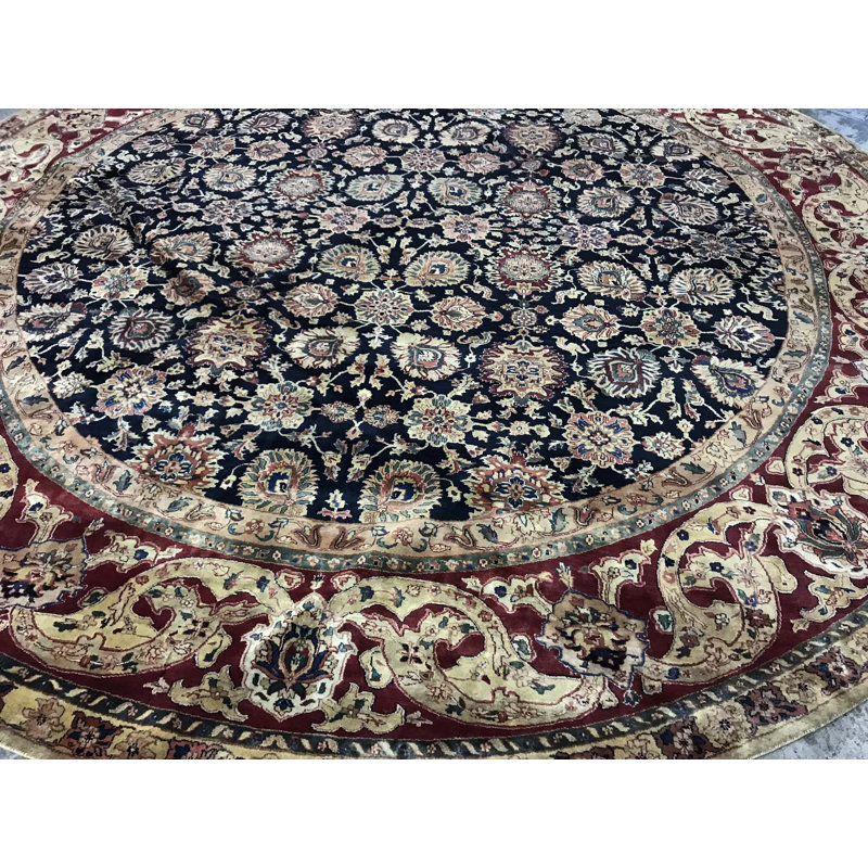 Hand-Knotted High-Quality Blue and Red Area Rug
