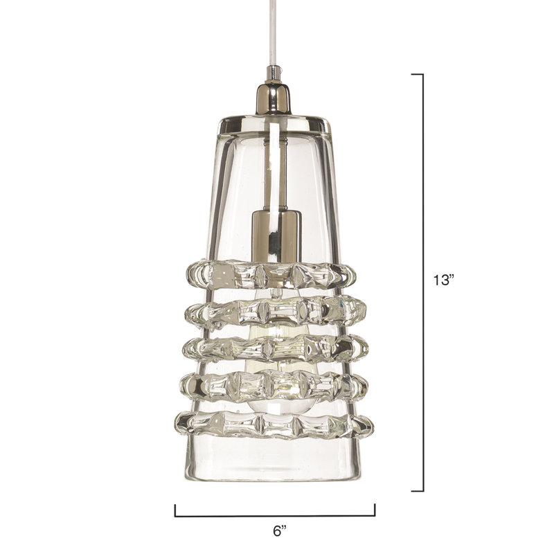 Mini Lindsay Clear Glass 1-Light Pendant with Silver Accents