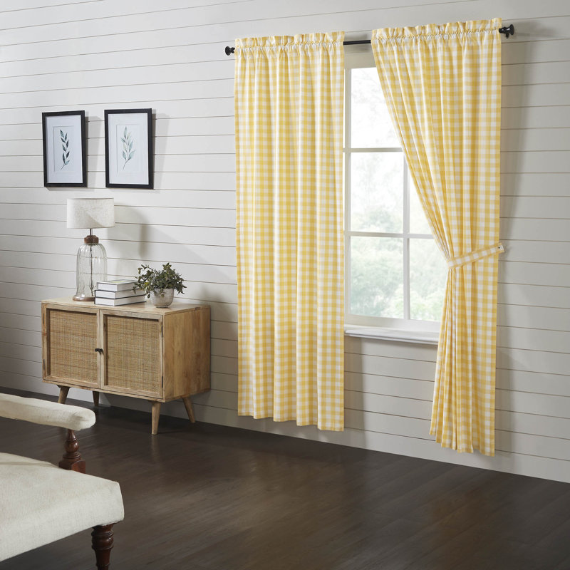 Annie Buffalo Check 100% Cotton Curtain, 40" W x 84" L, Yellow