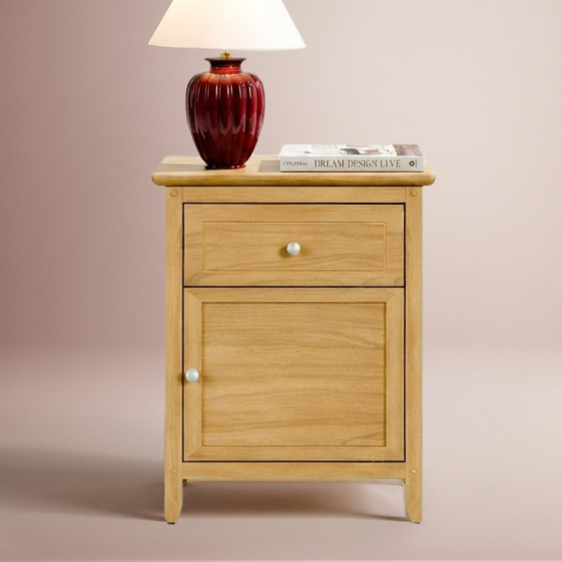 Table d'appoint avec tiroir simple et armoire de rangement ClickDecor Alcott, Naturel