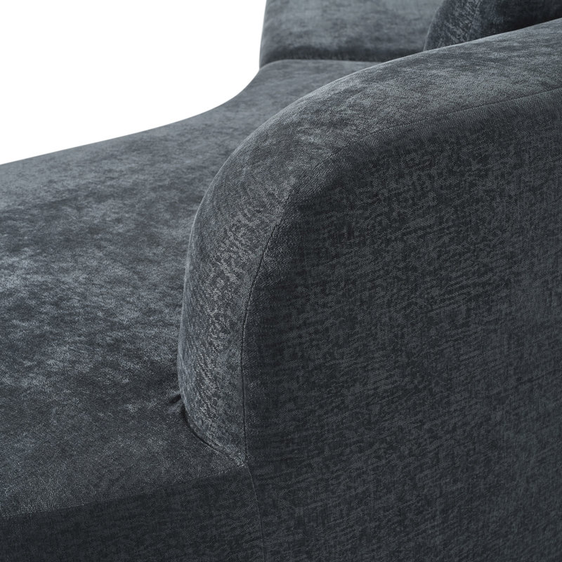Grand canapé modulaire 2 pièces avec 3 coussins U_Style, pour le salon, la chambre à coucher, Polyester bleu grisâtre