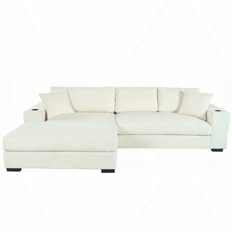 Grand canapé modulaire avec coussins épais Mirod, Beige