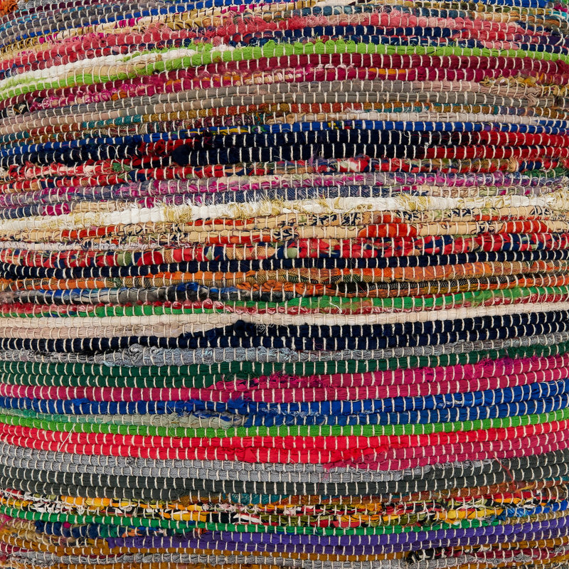 Multi-Colored Chindi Cotton and Polyester Pillow Cover, 22" x 22"