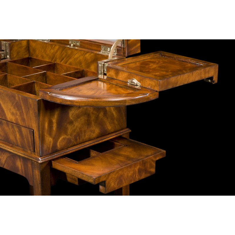 Mahogany Vanity with Beveled Mirror and Drawers