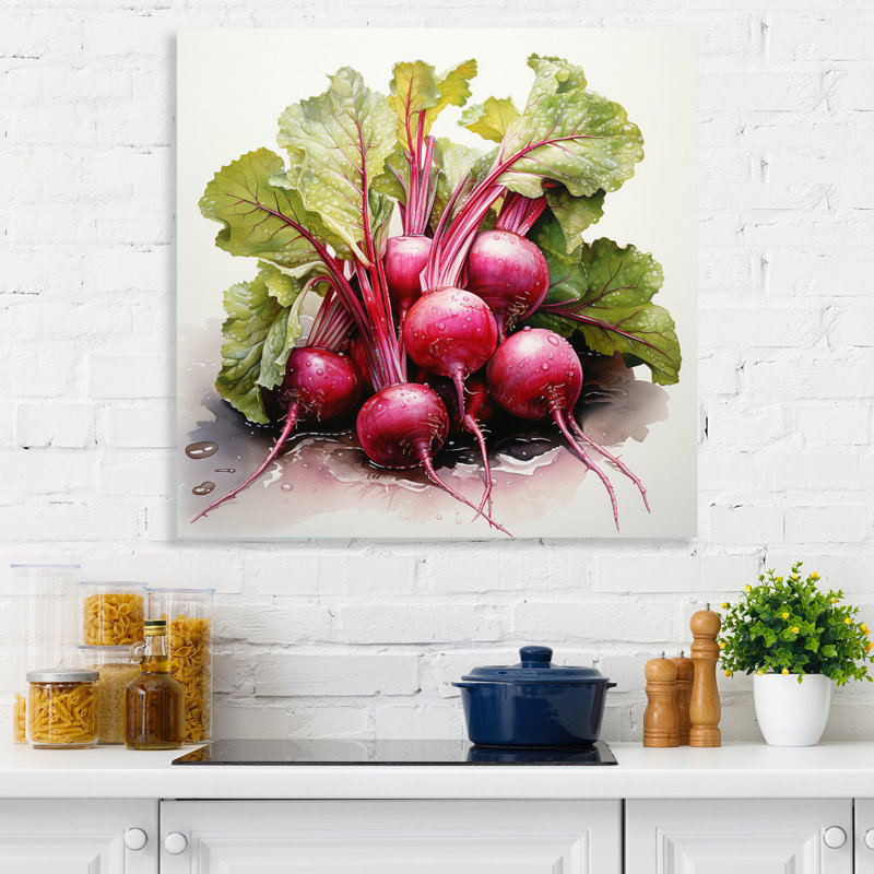 Légume pointillisme cramoisi Radicchio, H 24 po x l 24 po x P 1 po, Toile tendue