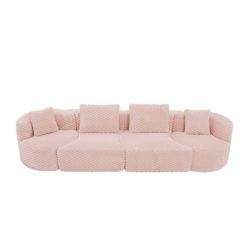 Canapé modulaire modulaire 137,8 po, Pink Polyester