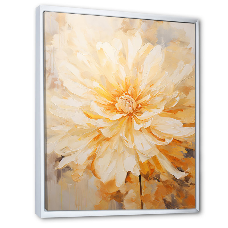 «Peach Marigold Elegance Bouquet Still Life I», reproduction sur toile, Cadre flottant blanc, H 20 po x l 12 po x P 1 po