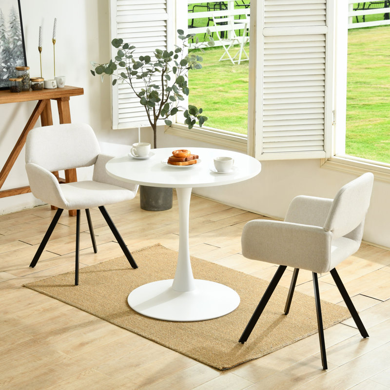 Karahalios Napalis 3-Piece Small Space Dining Set â€“ Round Table & Swivel Chairs for Kitchen, Condo or Breakfast Nook, White